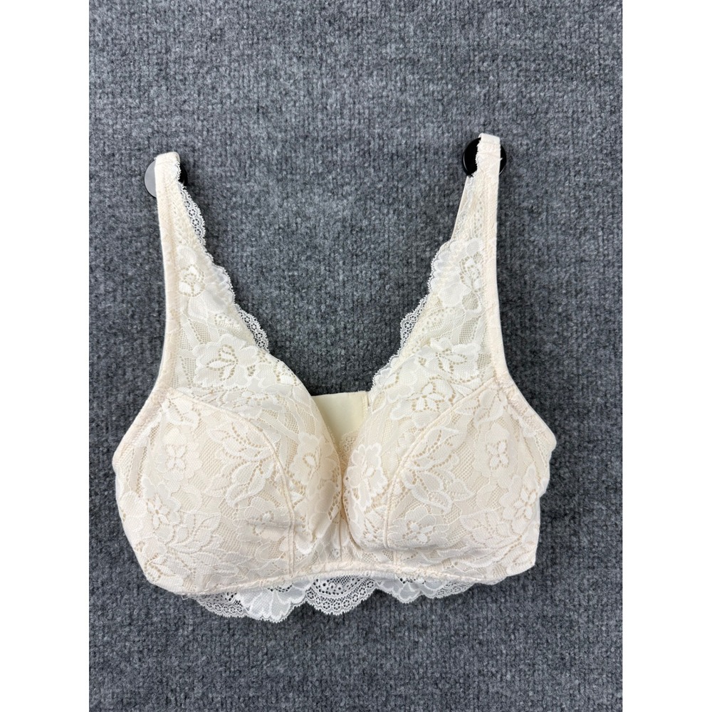All Worthy Hunter McGrady Cream White Lace Wireless Bralette Bra Medium NWOT